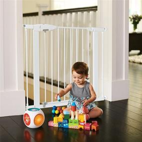 img 2 attached to 🚪 Munchkin Easy Close Pressure Mounted Baby Gate: Walk Through Metal Gate for Stairs, Hallways, and Doors – White, 35x29.5 Inch (Pack of 1)