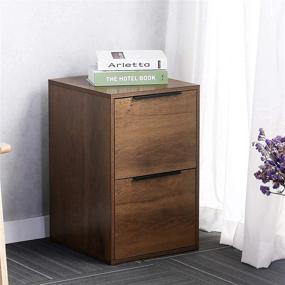 img 2 attached to 📁 GREATMEET Home Office Wood File Cabinet with Handle for Letter Size, Brown - 2 Drawer Storage Filing Cabinet, 15.17" L x 16.5" W x 24.14" H