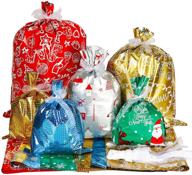 🎁 advantez foil christmas drawstring gift bags with ribbon ties - 30pcs & 4 sizes, ideal for xmas gift wrapping, birthday, christmas party, and holiday gifts (small medium large xl) logo