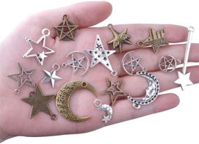 img 2 attached to 🌙 BronaGrand 100g (About 73pcs) Assorted Sun Moon Star Charms | Antique Celestial Pendants for Bracelets, Necklaces, Crafts, and Jewelry Making | Mixed Colors