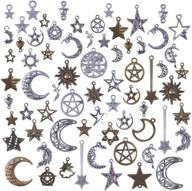 🌙 bronagrand 100g (about 73pcs) assorted sun moon star charms | antique celestial pendants for bracelets, necklaces, crafts, and jewelry making | mixed colors logo