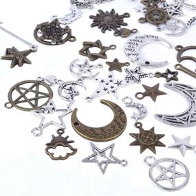 img 3 attached to 🌙 BronaGrand 100g (About 73pcs) Assorted Sun Moon Star Charms | Antique Celestial Pendants for Bracelets, Necklaces, Crafts, and Jewelry Making | Mixed Colors