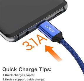 img 4 attached to 🔌 JXMOX USB C Cable Short [0.8ft 3 Pack] - Braided Fast Charge Cord for Samsung Galaxy Note 9 8, S10 S9 S8 Plus, LG V30 V20 G5, Nexus, Moto Z2 Z3 - Power Bank and Portable Charger Compatible (Blue)