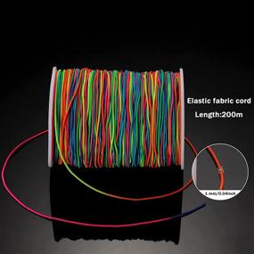 img 3 attached to 🌈 Rainbow 1mm Elastic Cord Beading Thread - Stretch String for Jewelry Making and Fabric Crafts (200m)