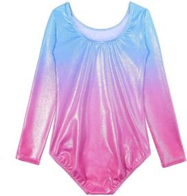 img 3 attached to 🌈 Gymnastics Leotards Sparkly Biketards in Rainbow-Active Girls' Clothing