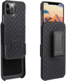 img 3 attached to Fingic iPhone 12 Pro Max 5G Case: Slim 📱 Rugged Holster Case with Kickstand and Belt Clip - Black