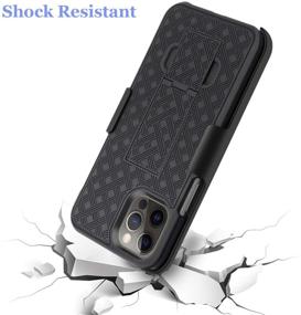 img 2 attached to Fingic iPhone 12 Pro Max 5G Case: Slim 📱 Rugged Holster Case with Kickstand and Belt Clip - Black