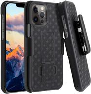 fingic iphone 12 pro max 5g case: slim 📱 rugged holster case with kickstand and belt clip - black logo