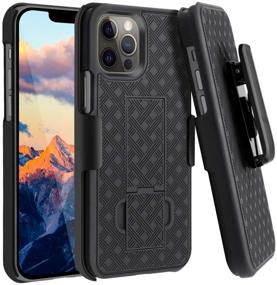 img 4 attached to Fingic iPhone 12 Pro Max 5G Case: Slim 📱 Rugged Holster Case with Kickstand and Belt Clip - Black