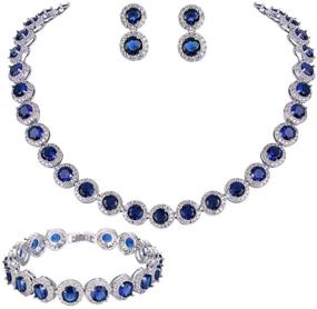 img 4 attached to 💎 Sparkling Silver-Tone Round Cut Cubic Zirconia Tennis Necklace Bracelet Earrings Set by EVER FAITH