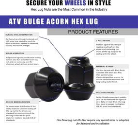 img 2 attached to 🔧 Set of 16 Black 10x1.25 ATV Lug Nuts Bulge Acorn Seat 1.25" Long, 17mm Hex - OEM 250100184 Compatible with 2017 Can Am Maverick, Defender, Commander - Wheel Accessories Parts