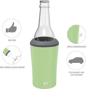 img 2 attached to 🥤 Zak Designs Durable 18/8 Stainless Steel Vacuum Insulated Can and Bottle Cooler - Keep Cold Drinks Cold for Pool Parties (12oz, Pistachio, BPA Free)