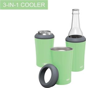 img 3 attached to 🥤 Zak Designs Durable 18/8 Stainless Steel Vacuum Insulated Can and Bottle Cooler - Keep Cold Drinks Cold for Pool Parties (12oz, Pistachio, BPA Free)