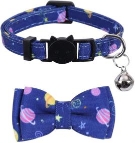 img 3 attached to 🐱 Lamphyface 2 Pack/Set: Cute Bow Tie Cat Collar with Bell for Kitty - Adjustable Safety & Breakaway Feature