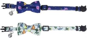 img 1 attached to 🐱 Lamphyface 2 Pack/Set: Cute Bow Tie Cat Collar with Bell for Kitty - Adjustable Safety & Breakaway Feature