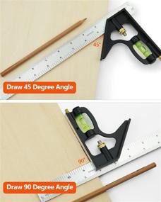 img 3 attached to 🛠️ ROFMAPLE 7-inch Aluminum Alloy Rafter Square and 12-inch Combination Square Ruler Tool Set for Craftsman Woodworking - Improved SEO