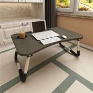 🛏️ складной столик для ноутбука с подставкой для чашек - портативный стол для работы на коленях на диване, кровати, террасе, балконе, в саду - черный. логотип