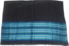 img 1 attached to Linen Scarf Stripes Twill Scarf Women's Accessories