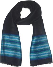img 4 attached to Linen Scarf Stripes Twill Scarf Women's Accessories
