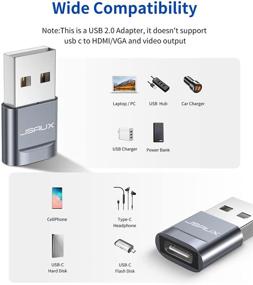 img 1 attached to 💻 Pack of 4 USB-C Female to USB-A Male Adapters, JSAUX Type C to A Charger Cable Adapters - Compatible with iPhone 12 11 Mini Pro Max, Samsung Galaxy Note 10 20 S20 S21, Google Pixel 5 4 3 XL - Grey