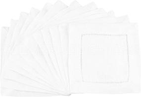 img 2 attached to 🍹 CleverDelights 6 Inch White Linen Hemstitch Cocktail Napkins - Pack of 12 - 100% Linen