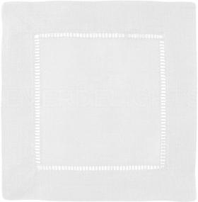 img 1 attached to 🍹 CleverDelights 6 Inch White Linen Hemstitch Cocktail Napkins - Pack of 12 - 100% Linen