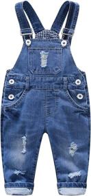 img 4 attached to Kidscool Little Girls Ripped Overall Boys' Clothing ~ Overalls
