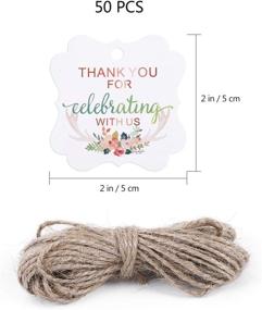 img 3 attached to 🦌 Amosfun 50pcs Wedding Favor Gift Tags with Thank You for Celebrating with Us Pattern, Hemp Rope Included - Ideal Wedding Party Favor (Antler Printing)