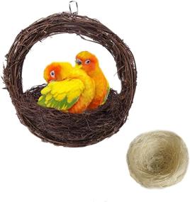img 4 attached to 🐦 Premium Tfwadmx Bird Breeding Nest: Natural Rattan Swing Toy for Parrot Budgie Parakeet Finch Conure Lovebird Cockatiel - 1 Bird Nest + 1 Coconut Fiber Bundle