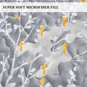 img 2 attached to 🌼 FlySheep Gray King Quilt Set: Branch with Yellow Spring Flower on Grey - Soft, Lightweight Bedspread/Coverlet for All Seasons (104"x90")