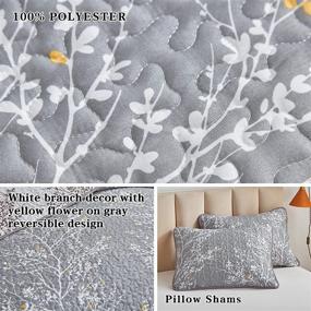 img 1 attached to 🌼 FlySheep Gray King Quilt Set: Branch with Yellow Spring Flower on Grey - Soft, Lightweight Bedspread/Coverlet for All Seasons (104"x90")