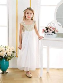 img 1 attached to 👗 Off White Ivory White Vintage Rustic Baptism Lace Flower Girl's Dress - Delicate Bow Dream