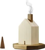 🏡 wooden incense cone holder by mass lumber - relaxation home decor for living room - cute decorative incense burner for home office - ash catcher for aromatic incense cones - unique housewarming gift (includes one cone, not stick) логотип