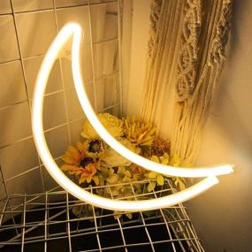 img 2 attached to Eye-catching Moon Neon Sign for Bedroom Decor - 🌙 USB/Battery Powered LED Lights for Birthday, Wedding, Christmas & Room Decorations