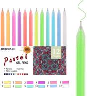 🖍️ hujugako pastel gel pens - fine tip pens with extra 150% ink for kids, adults, coloring books, drawing, doodling, crafts, scrapbooks, bullet journaling - set of 12 vibrant colors logo