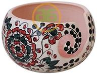 🧶 handcrafted ceramic knitting yarn bowl - 7" inch yarn storage with multi-layered flower petals and polka dots design - perfect gift for knitting or crochet enthusiasts by abhandicrafts logo