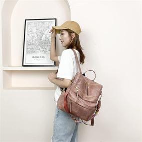 img 2 attached to 👜 Versatile Convertible Leather Handbag: Stylish Women's Backpack, Shoulder Bag, and Wallet Combo in Chic Satchel Style