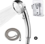 💦 tenzep premium electroplated hand shower with hose/holder/filter, water-saving, 3 modes, adjustable shower head with on/off switch logo