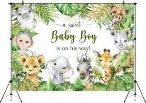 img 3 attached to 🦁 7x5ft Jungle Safari Animals Baby Shower Backdrop - It's a Boy! Baby Boy on the Way Photography Background with Green Leaves - Ideal for Photo Booth, Cake Table, Party Decorations, Props & Supplies