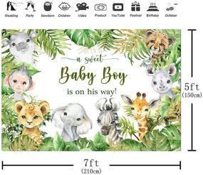 img 2 attached to 🦁 7x5ft Jungle Safari Animals Baby Shower Backdrop - It's a Boy! Baby Boy on the Way Photography Background with Green Leaves - Ideal for Photo Booth, Cake Table, Party Decorations, Props & Supplies