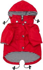 img 4 attached to 🐶 Stylish Premium Dog Raincoats | Ellie Dog Wear Red Zip Up Raincoat with Reflective Buttons, Pockets, Water Resistance, Adjustable Drawstring, Removable Hoodie - Sizes XS to XXL