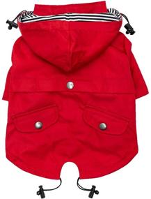 img 3 attached to 🐶 Stylish Premium Dog Raincoats | Ellie Dog Wear Red Zip Up Raincoat with Reflective Buttons, Pockets, Water Resistance, Adjustable Drawstring, Removable Hoodie - Sizes XS to XXL
