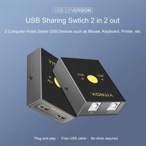 img 3 attached to 💻 USB переключатель Selector 2x2: Поделитесь 2 USB-устройствами между 2 компьютерами | Удобный USB 2.0 переключатель с 2 портами для клавиатуры, мыши, сканера, принтера | Возможность переключения одним нажатием | В комплекте 2 USB-кабеля