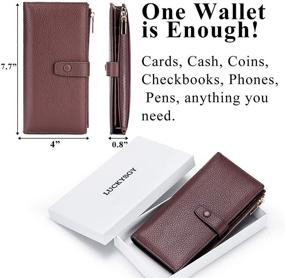 img 2 attached to 👜 RFID Blocking Leather Wallet for Women with Check Holder and Zipper Pocket - Large Capacity Clutch Wallet in Pebble Leather