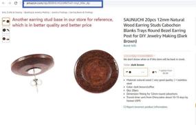 img 1 attached to 40pcs 12mm Brown Wood & Stainless Steel Cabochon Earring Stud Base 🌲 Blanks - 304 Stainless Steel Earrings Post for DIY Jewelry Making by SHUNAE