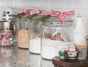 img 1 attached to 🍪 Glass Canister Set for Kitchen Counter + Labels & Marker - Airtight Cookie Jars with Lids - Food Storage Containers for Pantry - Flour, Sugar, Coffee, Cookies - Perfect Christmas Gift.