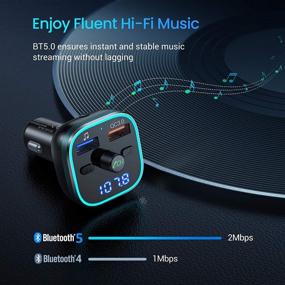 img 1 attached to 🚗 Upgrade Your Car Audio with Bluetooth FM Transmitter: BT 5.0, QC3.0, LED Backlit, Hands-Free Calling, 2 USB Ports, Hi-Fi Music, U Disk/TF Card Support