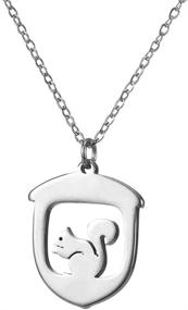img 1 attached to Eiffy Stainless Steel Lovely Squirrel Necklace - Adorable Animal Pendant Choker for Women and Kids Jewelry