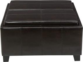 img 4 attached to 🔲 Mansfield Brown PU Storage Ottoman by Christopher Knight Home