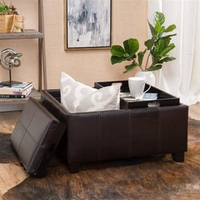 img 2 attached to 🔲 Mansfield Brown PU Storage Ottoman by Christopher Knight Home